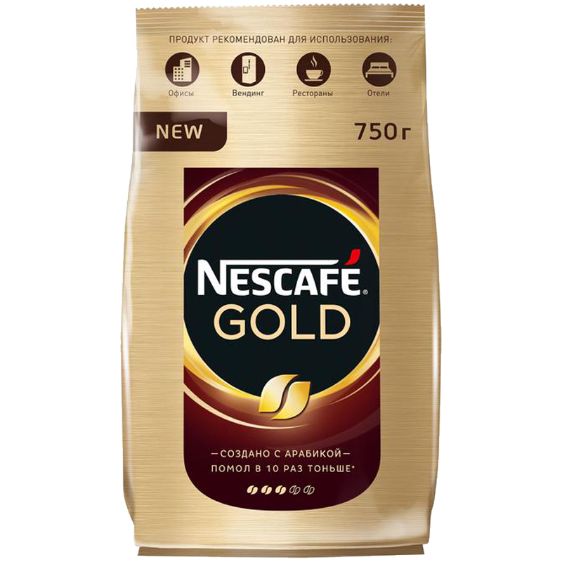 Кофе растворимый Nescafe Gold, сублимированный, с молотым, тонкий помол, 750г