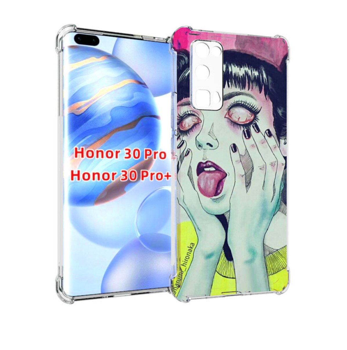 

Чехол бампер MyPads девушка без зрачков для Honor 30 Pro, Прозрачный, Tocco