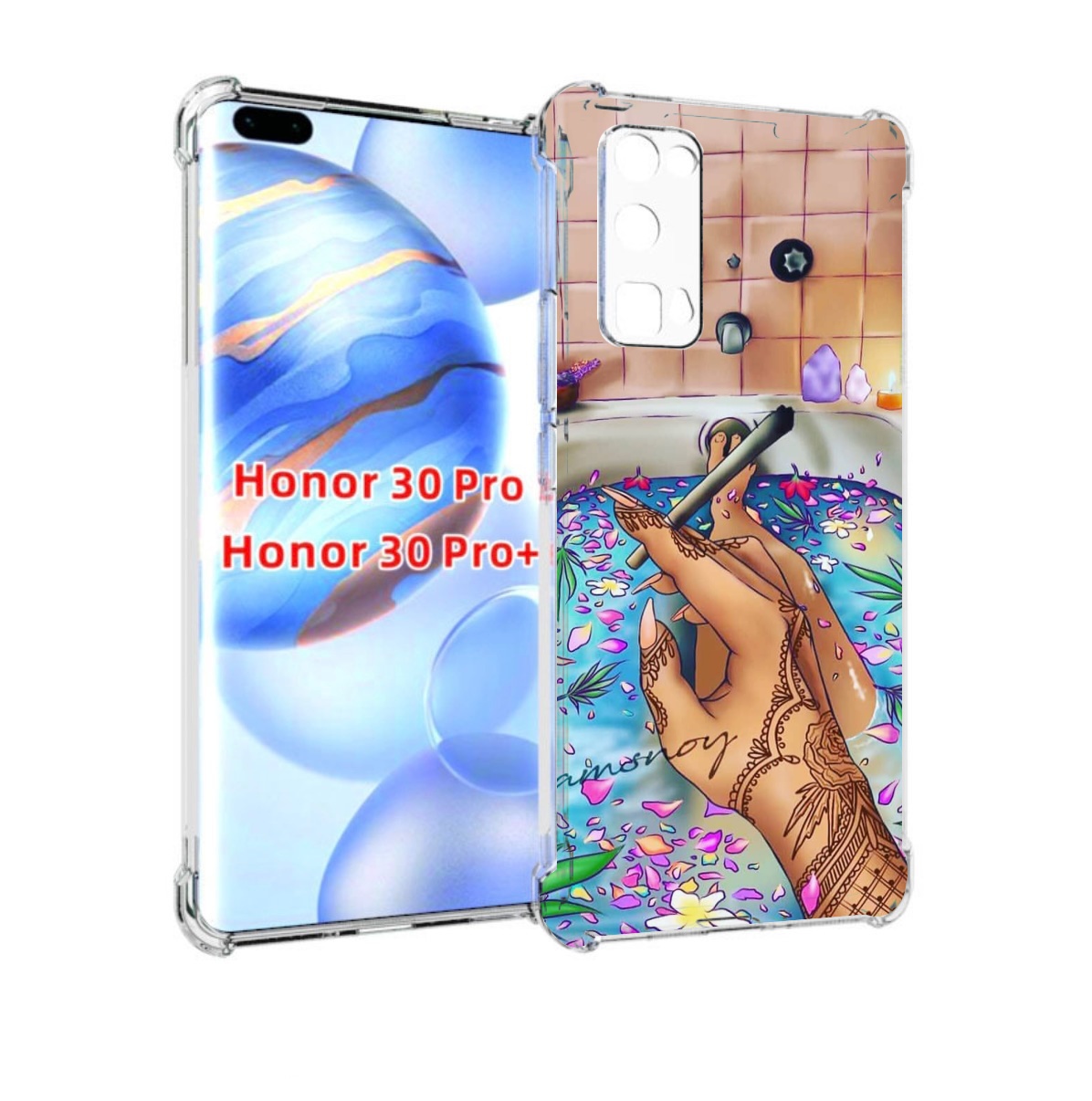 

Чехол бампер MyPads девушка в ванне женский для Honor 30, Прозрачный, Tocco