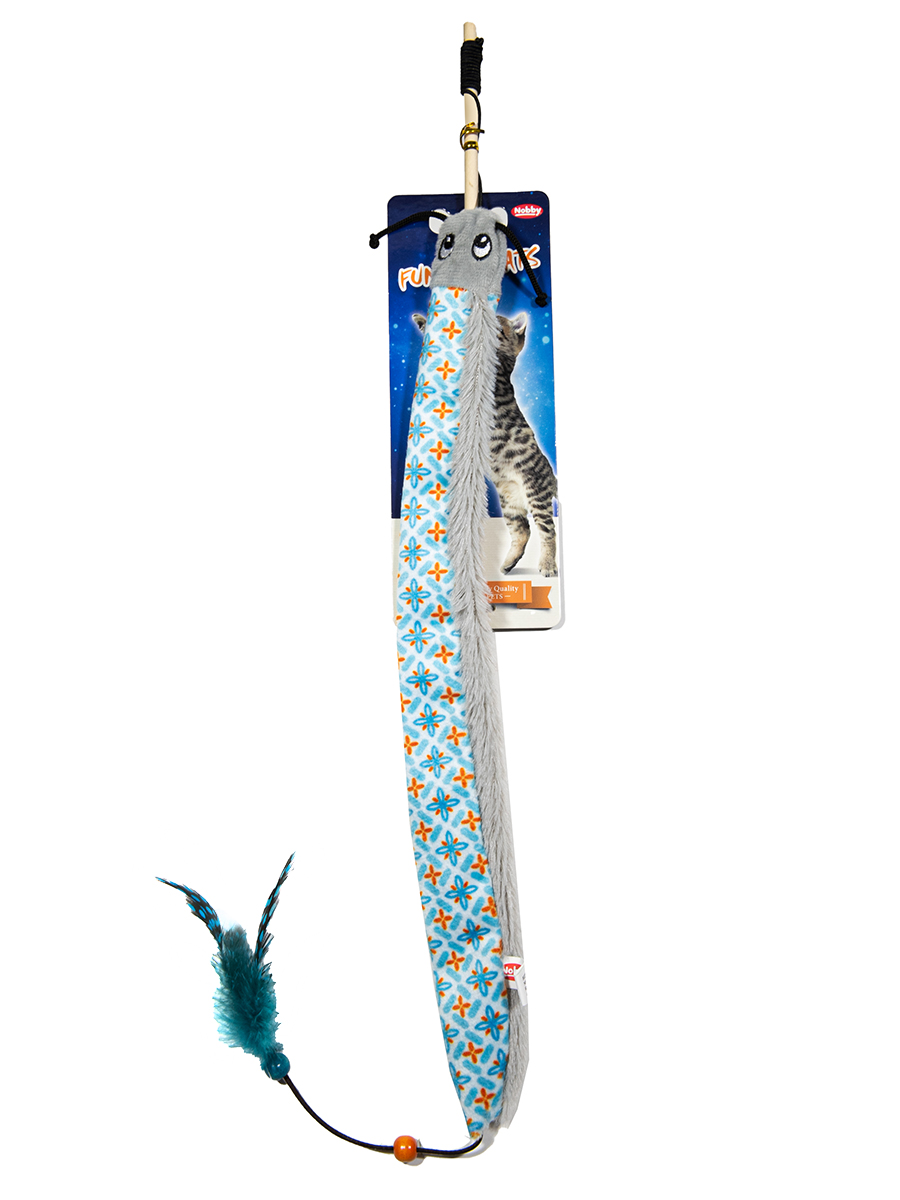 Игрушка для кошек дразнилка с голубой гусеницей, 125см