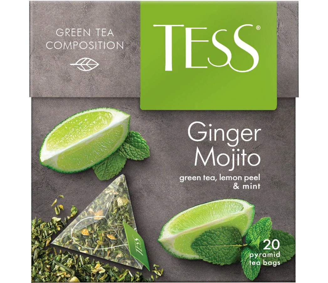 Чай TESS Тесс Ginger Mojito зеленый с ароматом мяты и лайма 20 пирамидок по 18 г 389₽