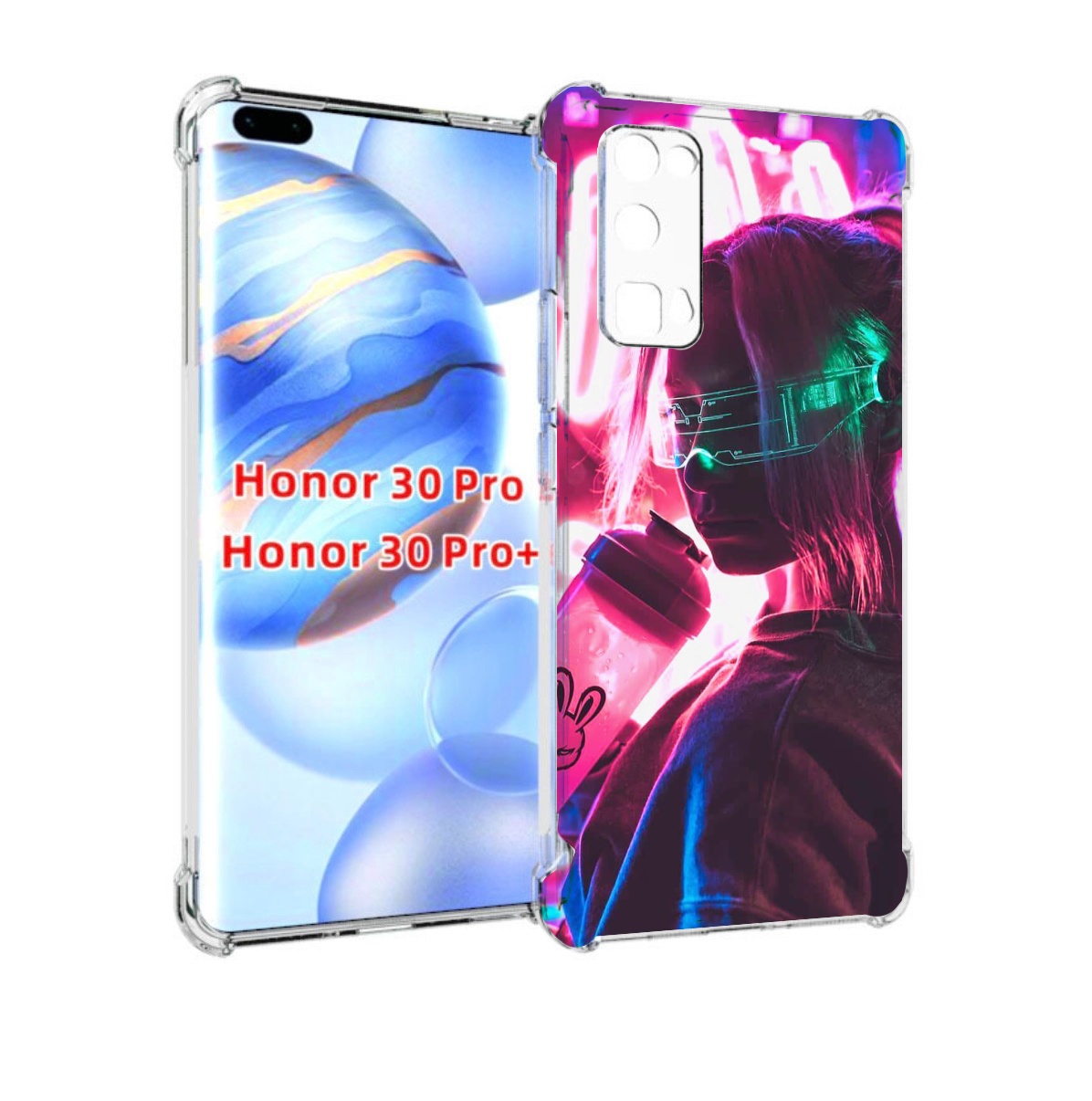 

Чехол бампер MyPads девушка неоновый фон женский для Honor, Прозрачный, Tocco