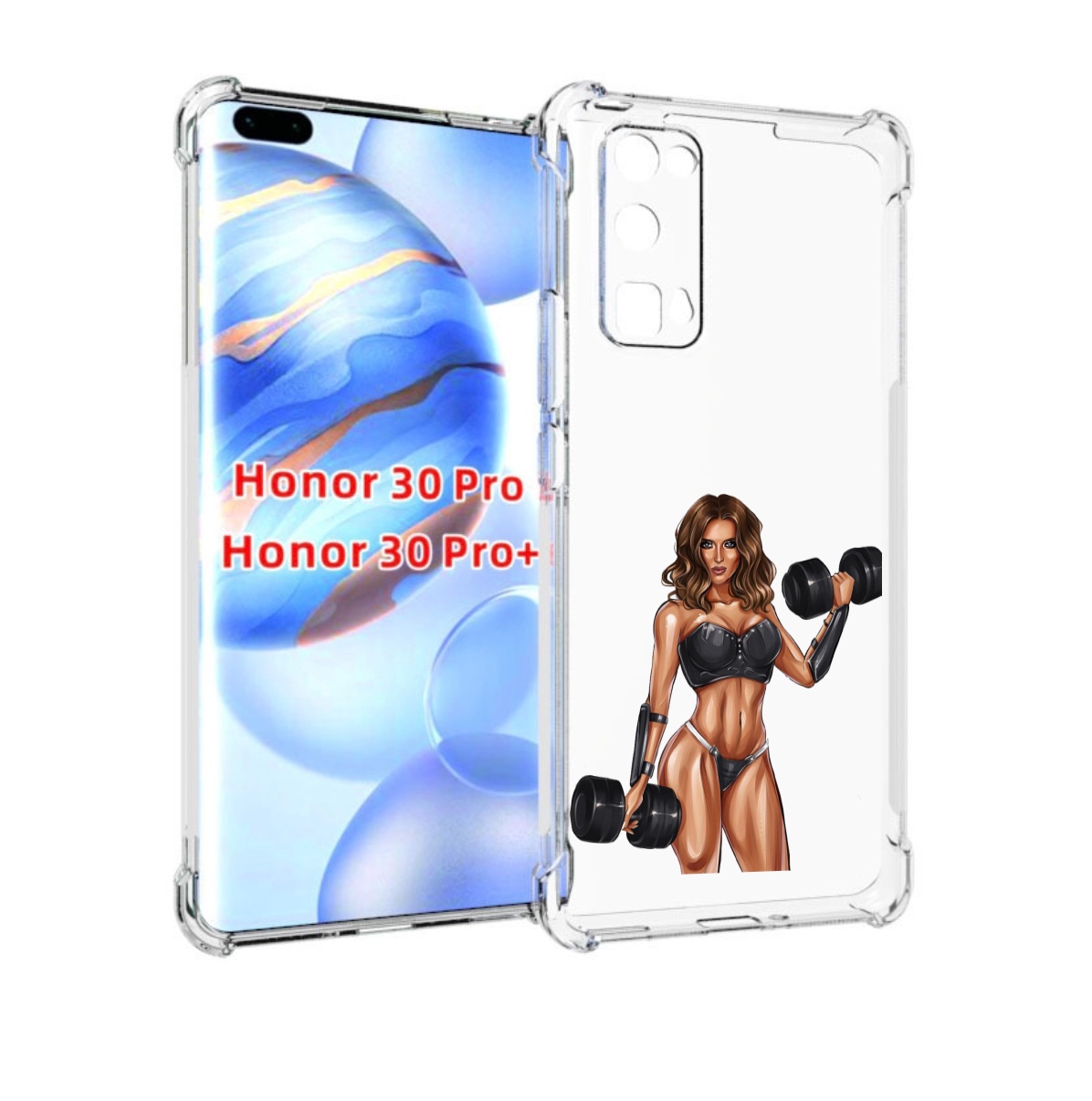 

Чехол бампер MyPads девушка с гантелями спорт женский для Huawei, Прозрачный, Tocco