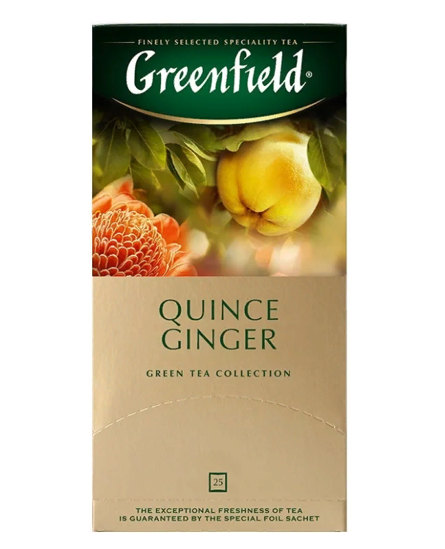Чай гринфилд в пакетах. Зеленый чай в пакетиках Greenfield Quince Ginger 25 шт. Гринфилд Квинс Джинджер(2гх25п)чай пак.зел.с доб.. Чай Гринфилд зеленый 25 пакетиков. Зелёный чай Гринфилд в пакетиках.