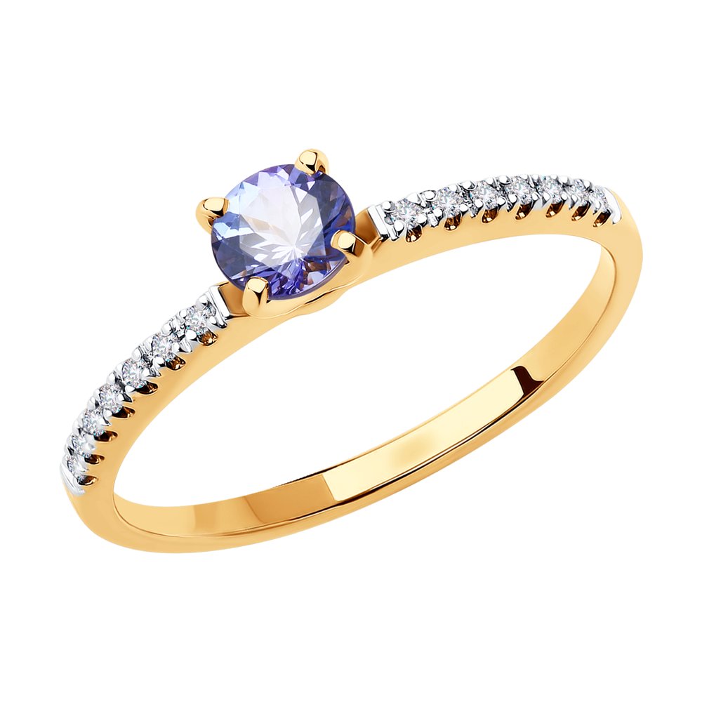 

Кольцо из красного золота с бриллиантом/танзанитом р. 17 SOKOLOV Diamonds 6014180, 6014180