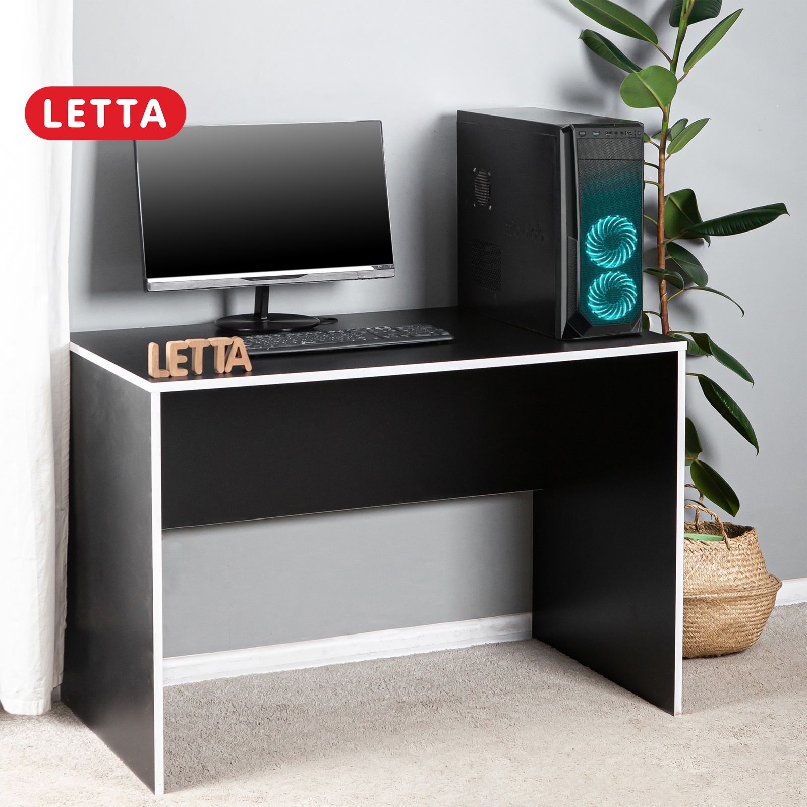 Компьютерный стол для геймеров LETTA Orion черныйбелая кромка 2820₽