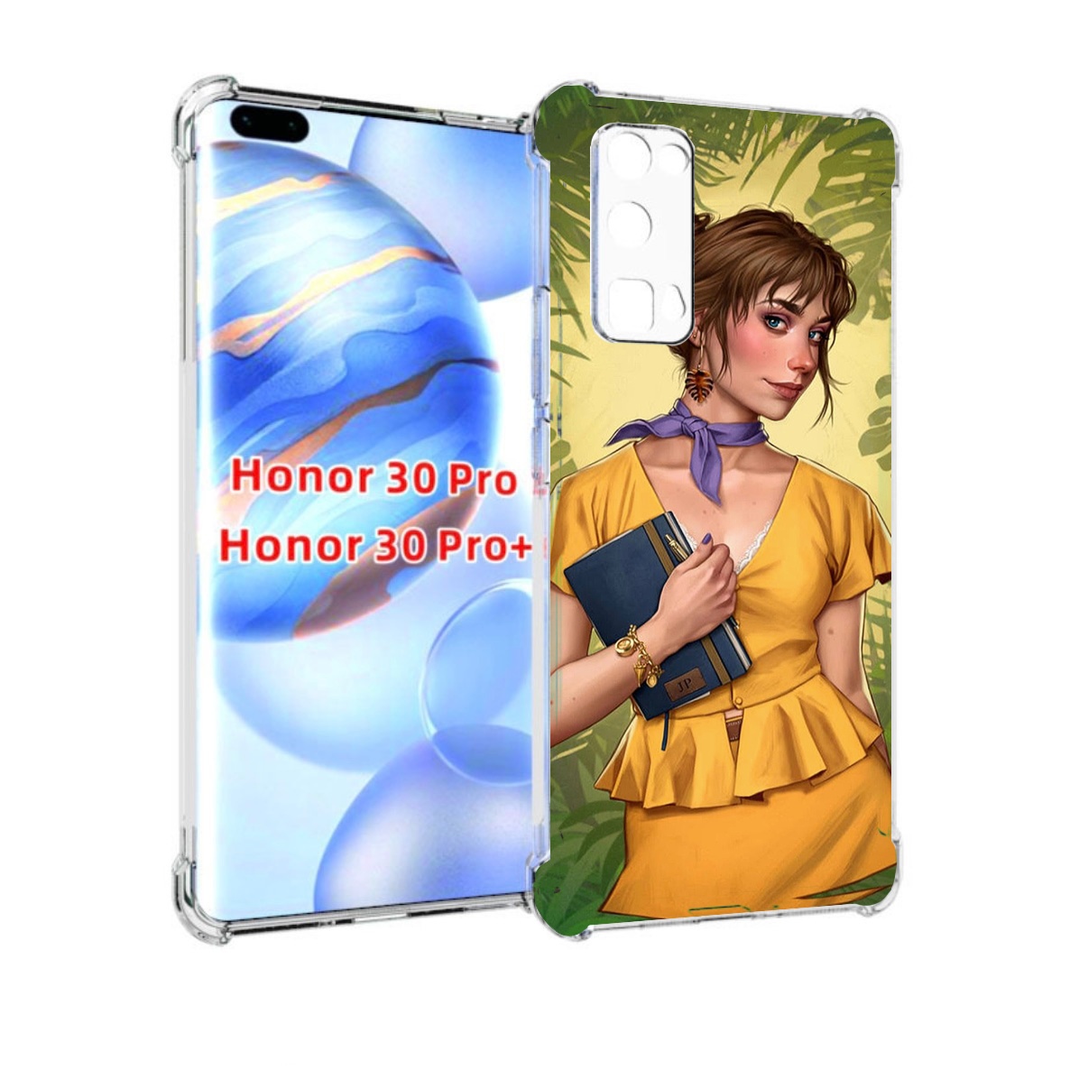 

Чехол бампер MyPads девушка-в-зелени женский для Honor 30, Прозрачный, Tocco