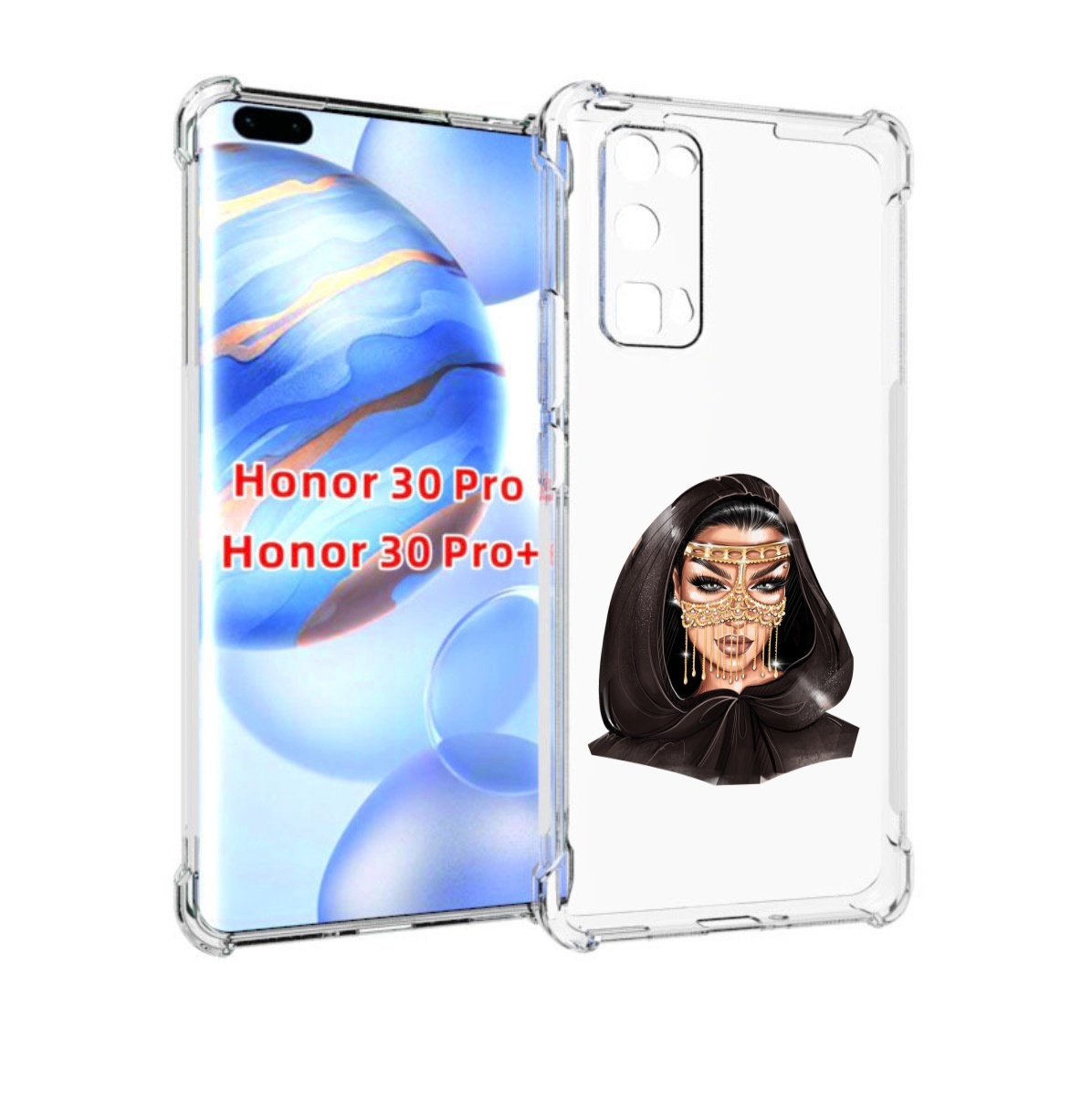 

Чехол бампер MyPads девушка-в-золотой-маске для Honor 30, Прозрачный, Tocco