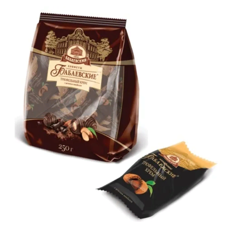 Конфеты шоколадные БАБАЕВСКИЙ, с трюфельным кремом, 200 г, пакет, ББ16456