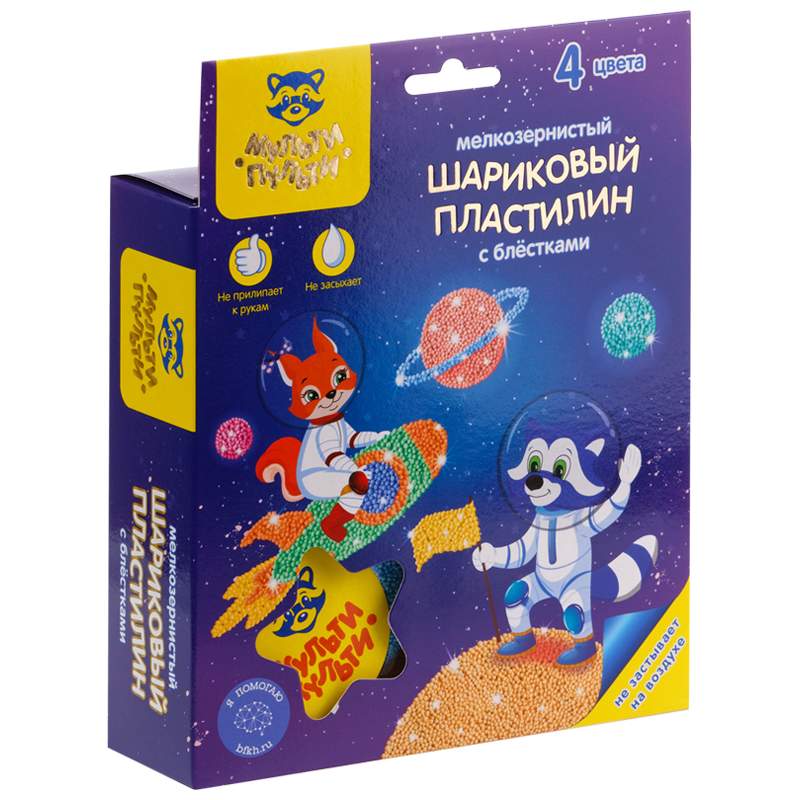 

Пластилин шариковый Мульти-Пульти арт. 263987, 4 цв. х 3 уп.