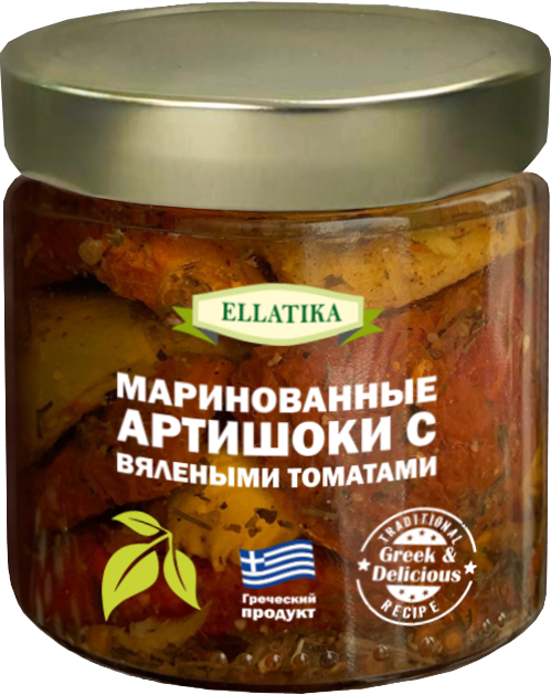 фото Маринованные артишоки с вяленными томатами в подсолнечном масле, ellatika, 220 гр