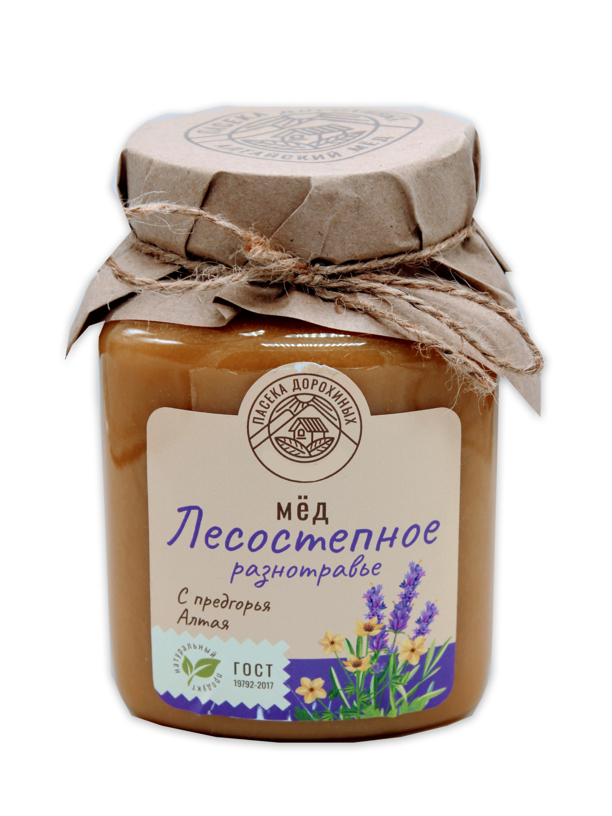 Мёд лесостепное разнотравье натуральный Пасека Дорохиных Алтай, 1500 г