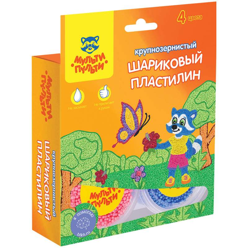 

Пластилин шариковый Мульти-Пульти арт. 248414, 4 цв. х 3 уп.