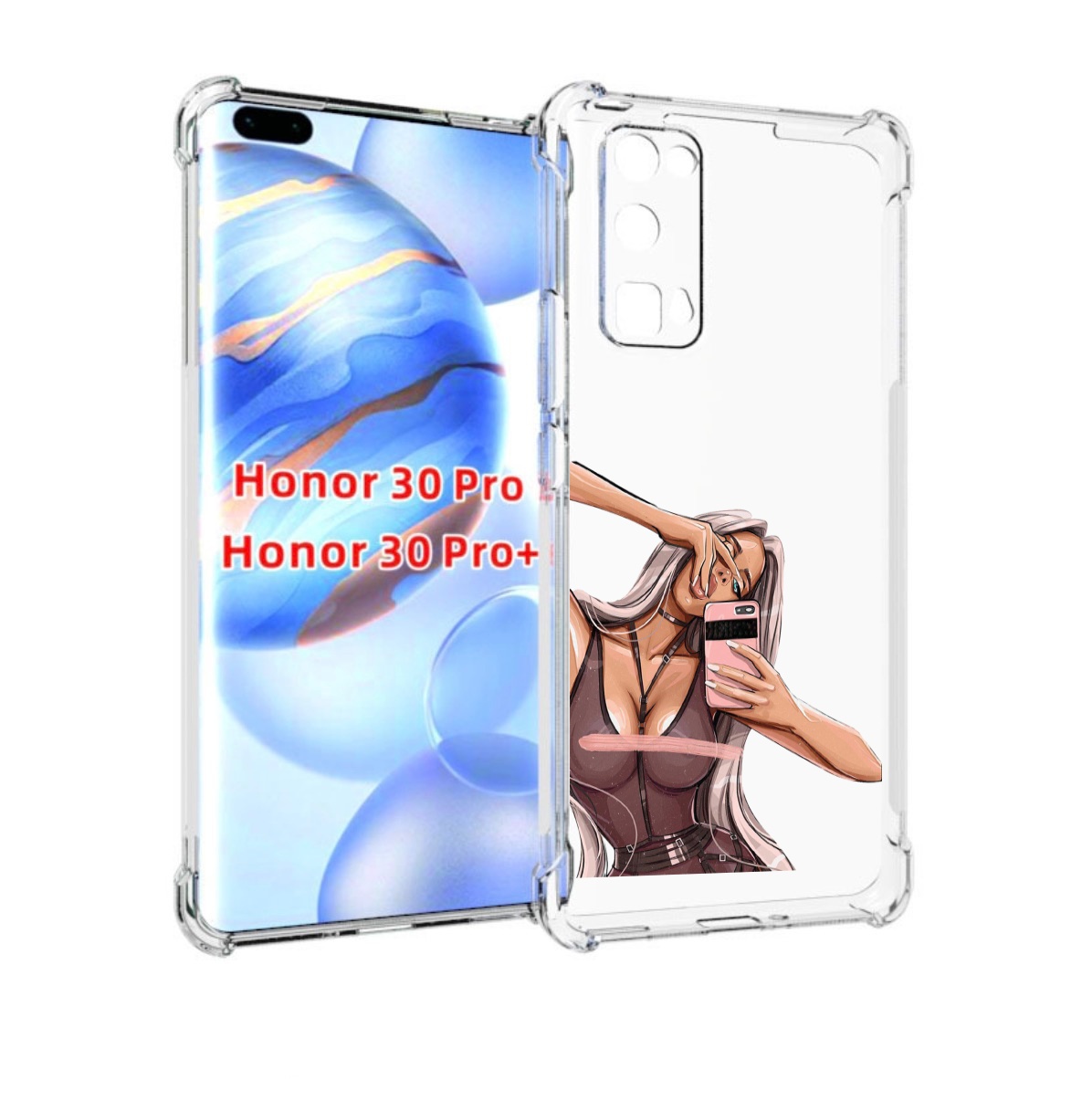 

Чехол бампер MyPads девушка-в-прозрачной-одежде для Honor, Прозрачный, Tocco