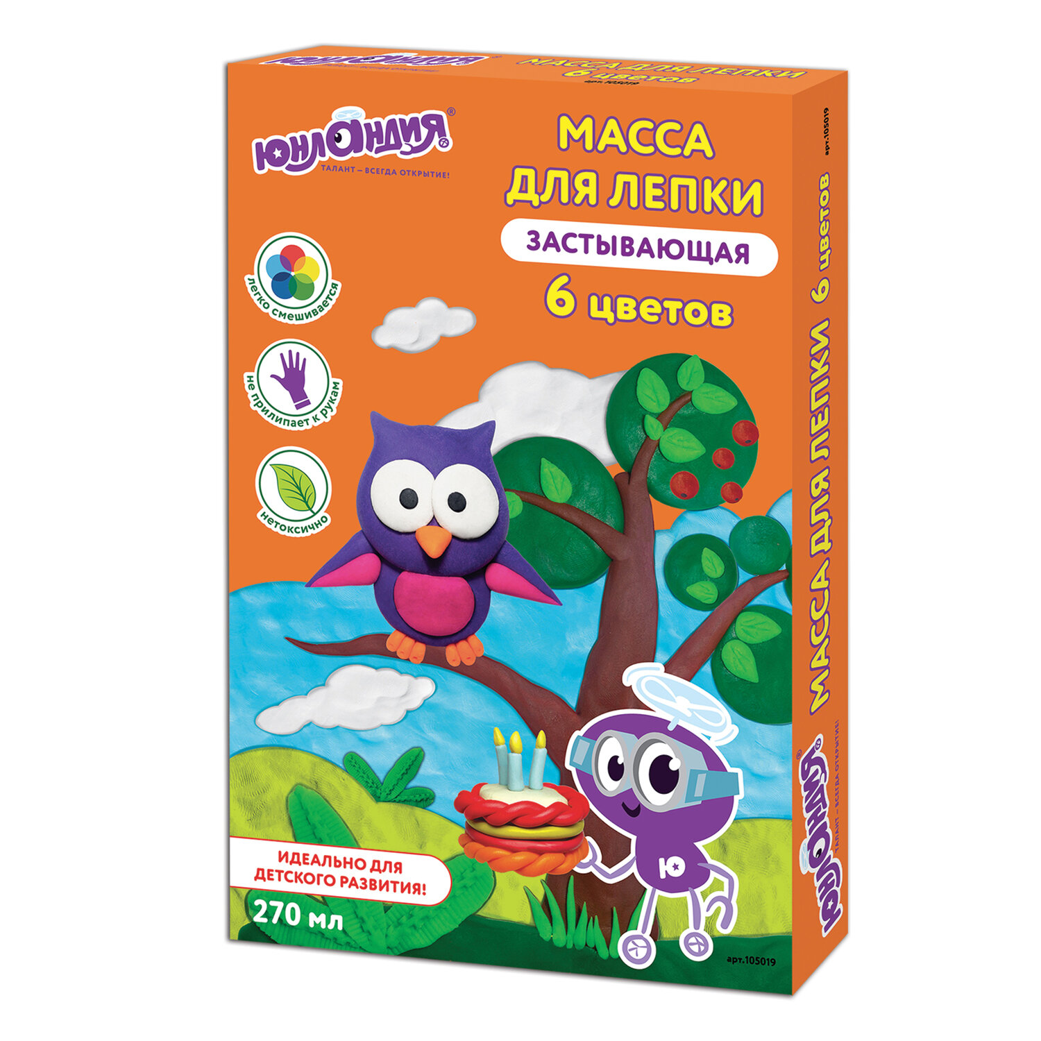 

Масса для лепки Юнландия арт. 105019, 6 цв. х 3 уп.