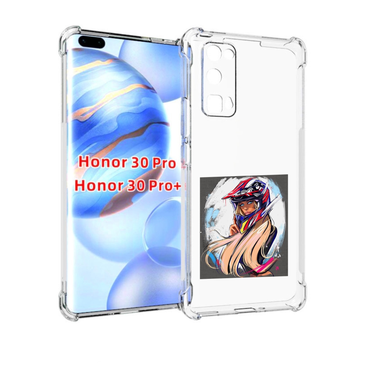 

Чехол бампер MyPads девушка-в-шлеме для Honor 30 Pro Honor, Прозрачный, Tocco