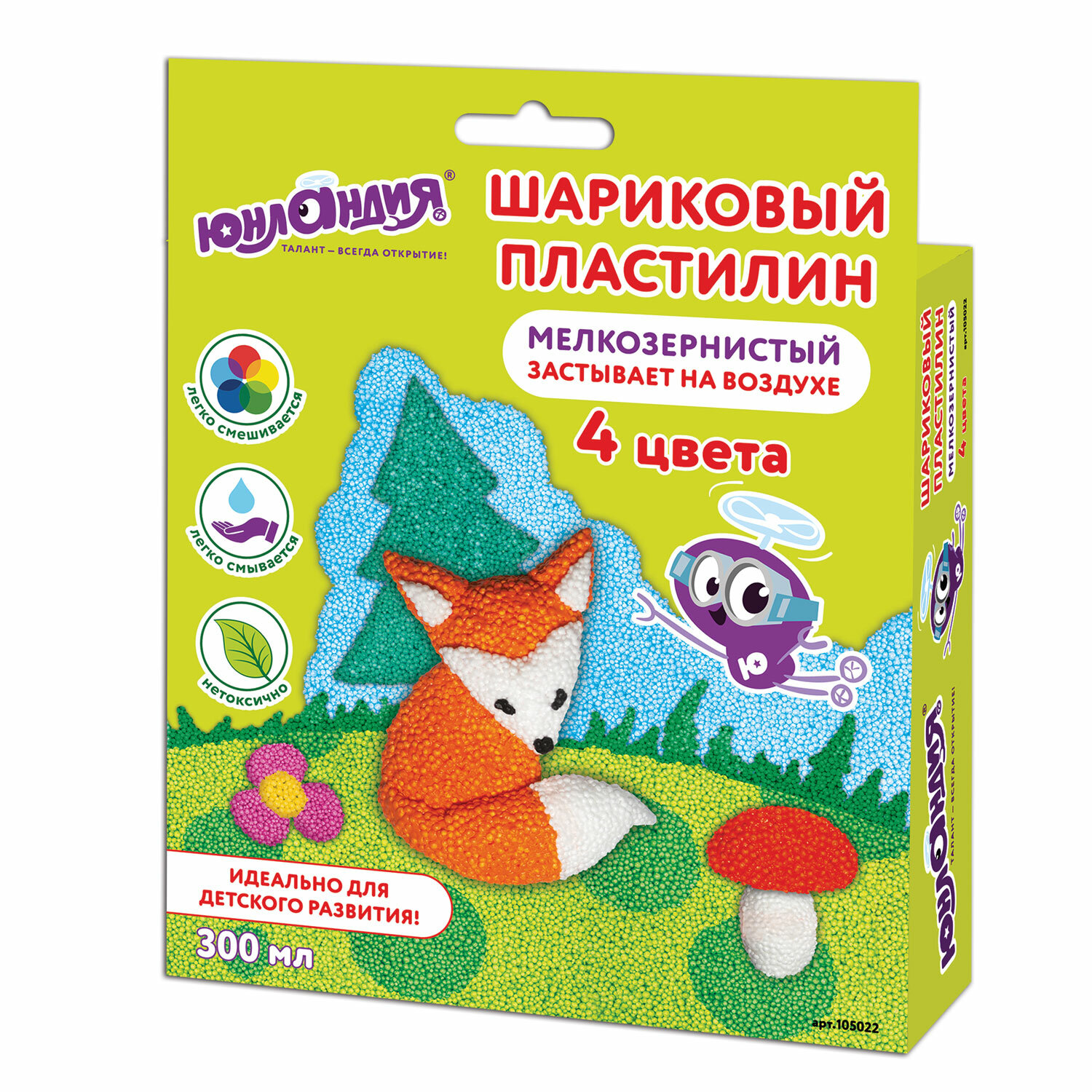 

Пластилин шариковый Юнландия арт. 105022, 4 цв. х 3 уп.