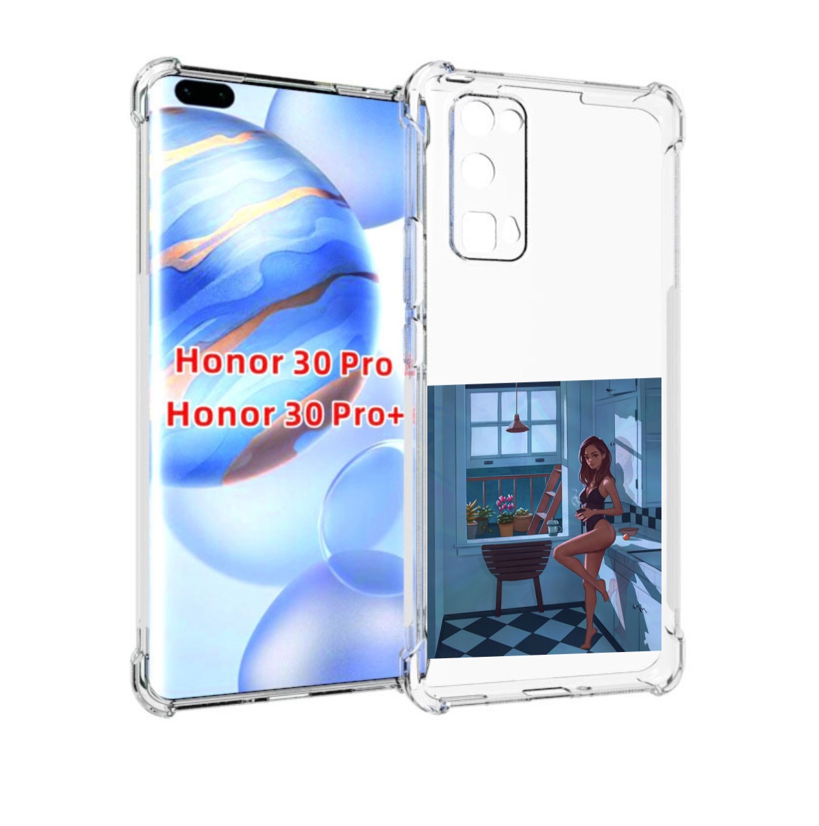 

Чехол бампер MyPads девушка-на-кухне для Honor 30 Pro Honor, Прозрачный, Tocco