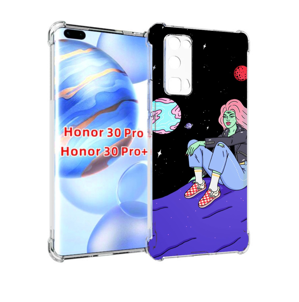

Чехол бампер MyPads девушка-на-луне-мультик для Honor 30, Прозрачный, Tocco