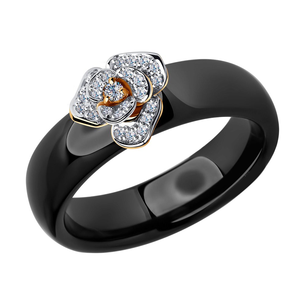 Керамическое кольцо SOKOLOV 6015009_S С бриллиантами