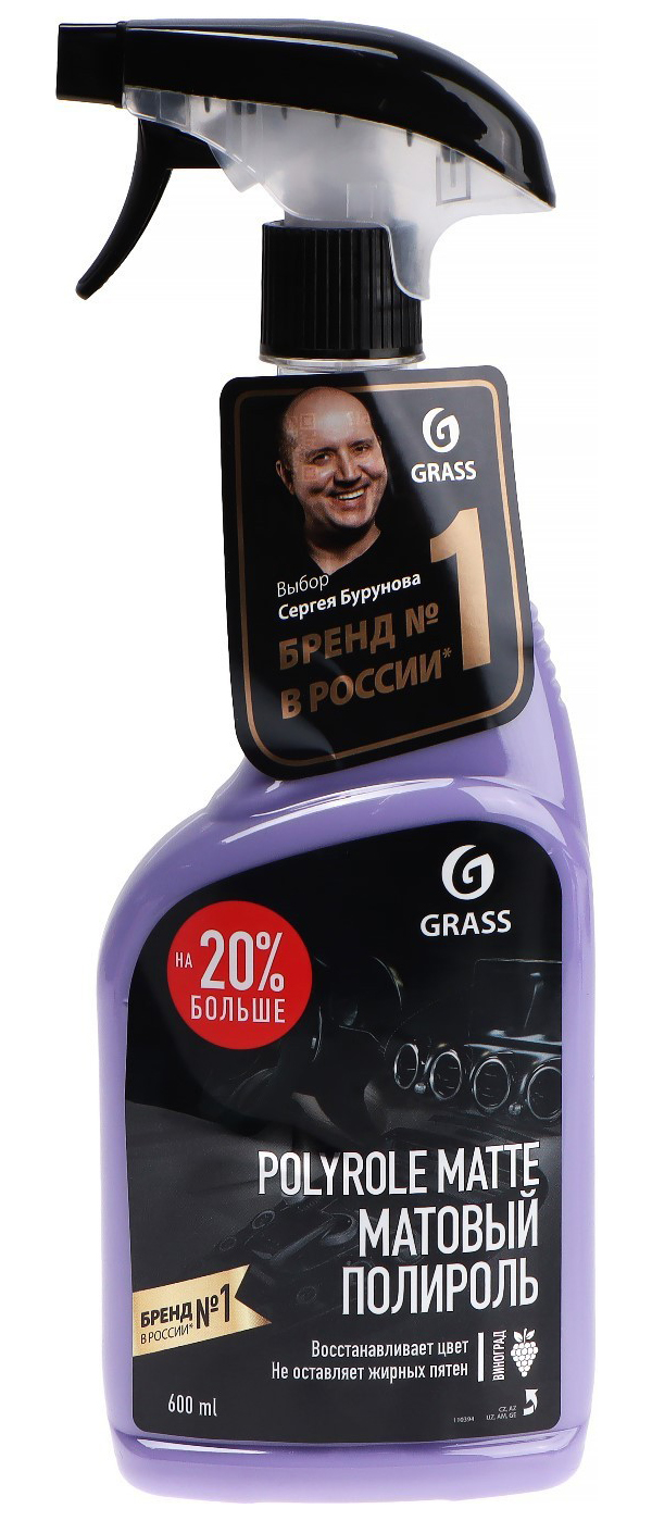 фото Полироль пластика grass polyrol matte матовый, виноград, триггер, 600 мл