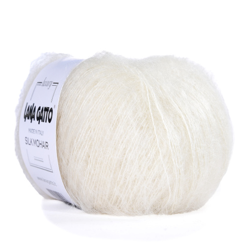 Пряжа Lana Gatto Mohair Silk 6028 мохер на шелке, 2 мотка, молочный