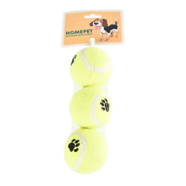 

Игрушка для собак Homepet мячи теннисные Ф 6 см, 3 шт
