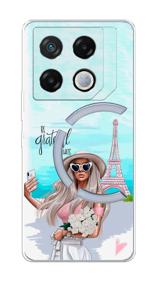 

Чехол на Infinix GT 20 Pro "Селфи Париж", Голубой;бежевый, 3106250-1