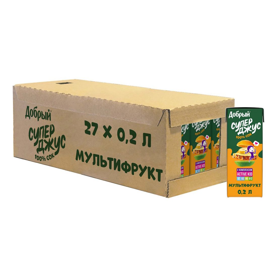 

Сок детский Добрый Active kid Супер Джус мультифруктовый 200 мл х 27 шт