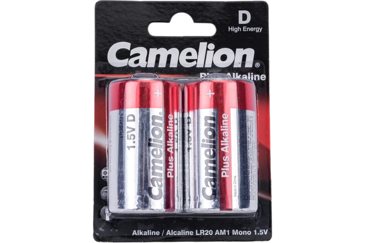 Батарейка алкалиновая Camelion Plus Alkaline D 1,5V упаковка 2 шт. LR20-BP2