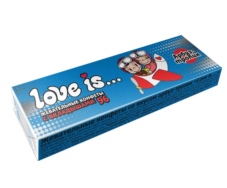 Жевательная конфета LOVE IS со вкусом Арбуз-тропик, 25 г, 70291, (12шт.)
