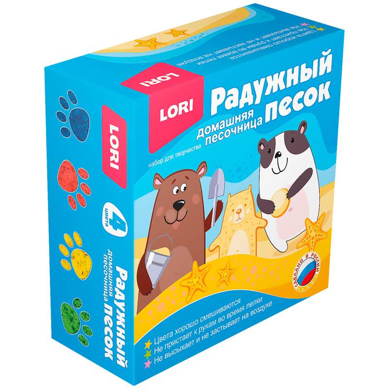 

Песок для лепки Lori арт. 216610, 4 цв. х 3 уп., Черный