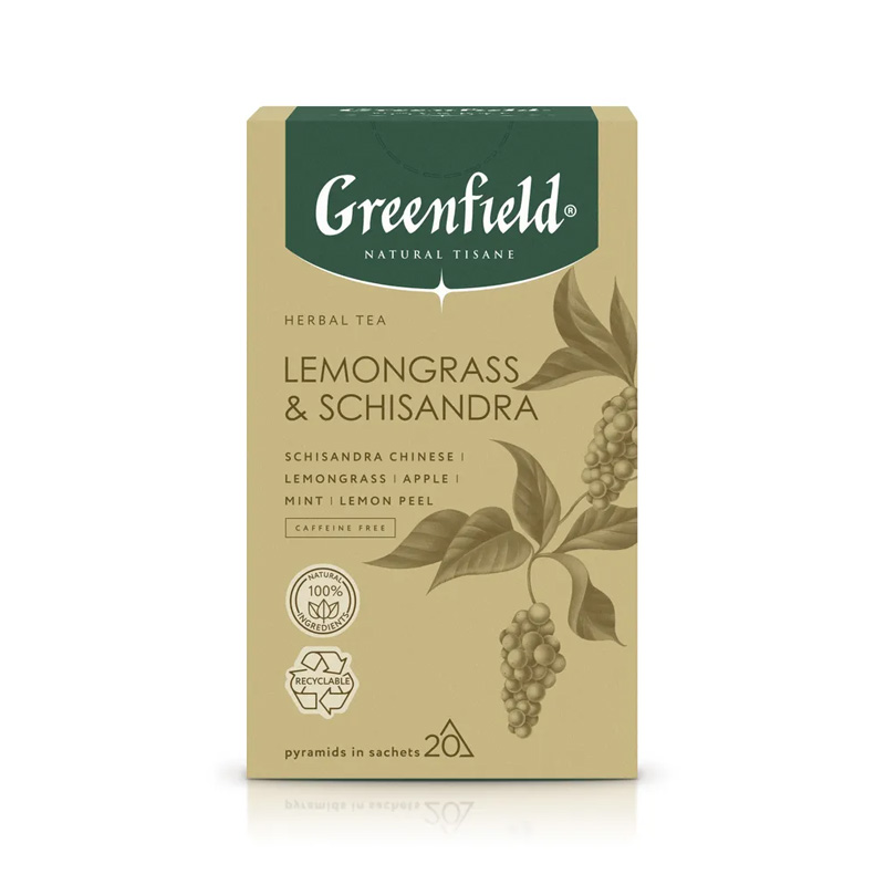 

Чай Greenfield Lemongrass&Schisandra черный 20пак, 1753-08