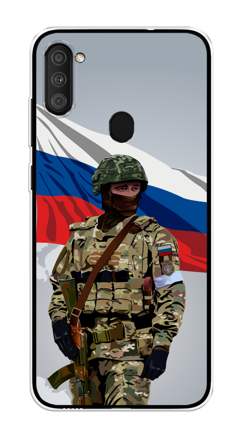 

Чехол Awog на Samsung Galaxy A11/M11 "Солдат с флагом", Белый;синий;красный;зеленый, 2100650-1