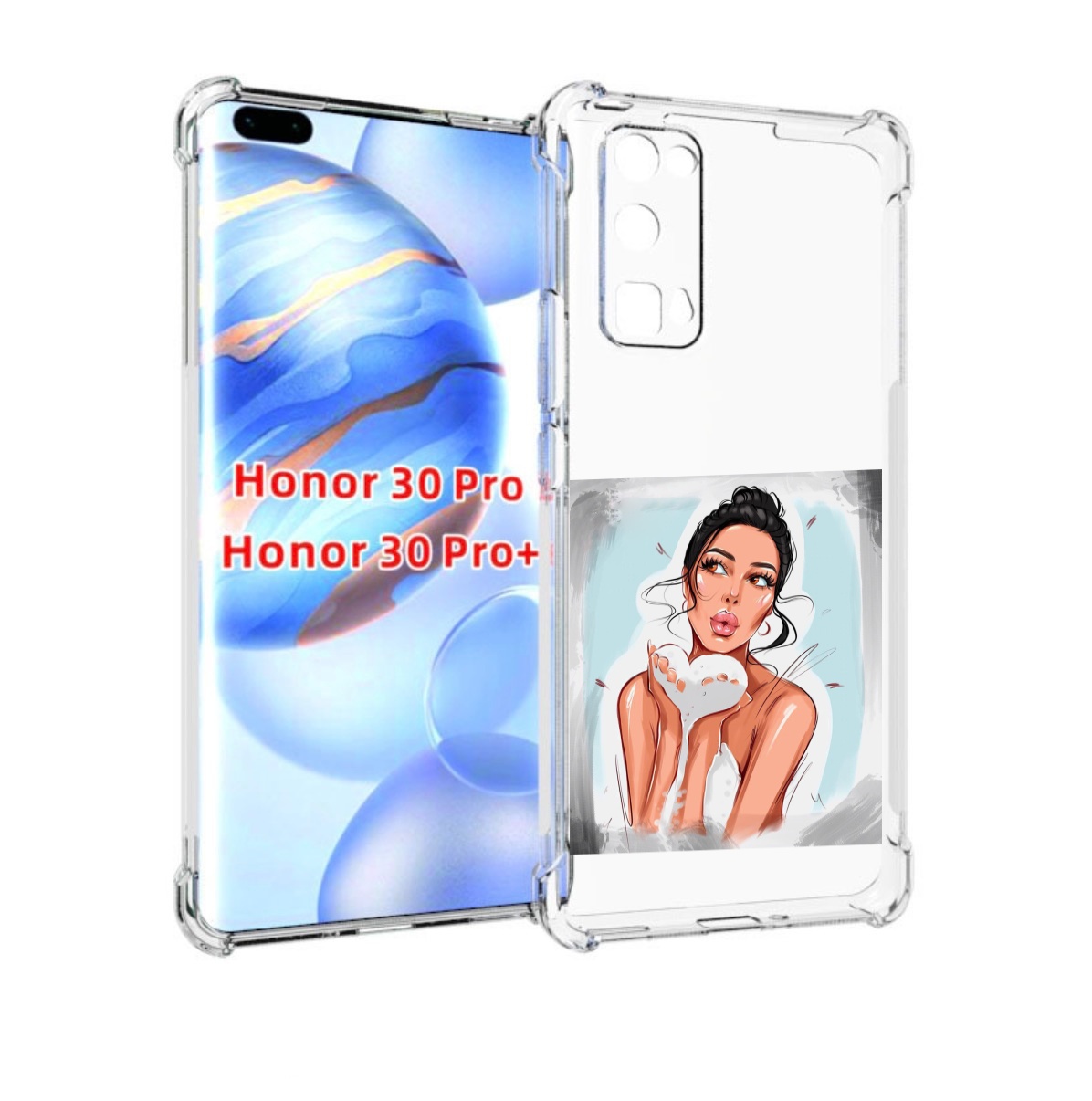 

Чехол бампер MyPads девушка-с-пеной женский для Honor 30, Прозрачный, Tocco