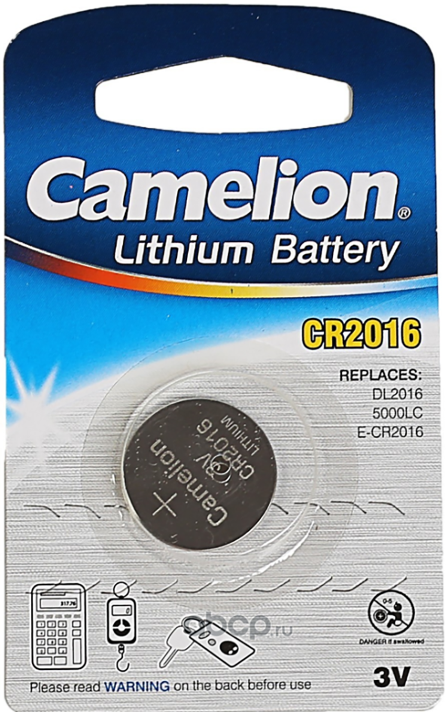 

Батарейка литиевая Camelion Lithium таблетка 3V упаковка 1 шт. CR2016-BP1