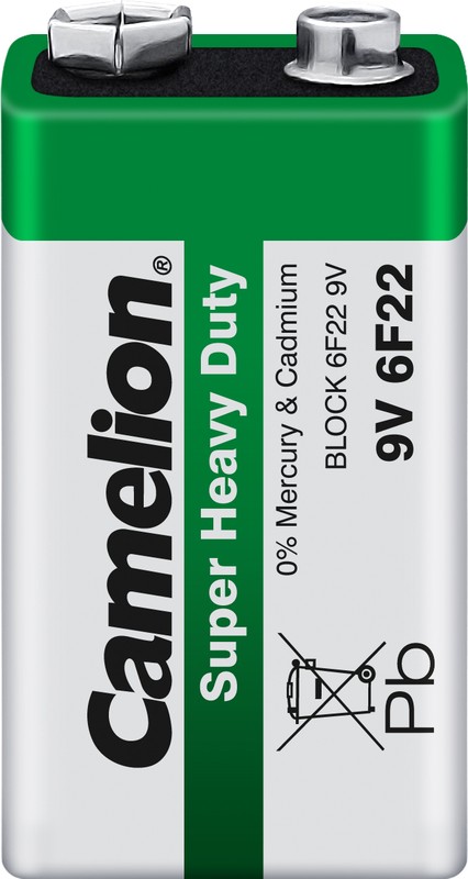 

Батарейка солевая Camelion Super Heavy Duty Крона 9V упаковка 1 шт. 6F22-SP1G