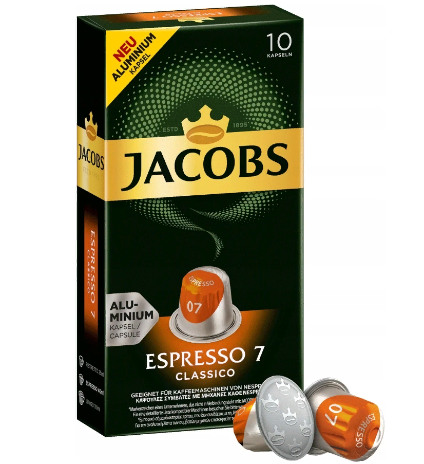 Кофе в алюминиевых капсулах JACOBS Espresso 7 Classico для кофемашин Nespresso, 10 порций