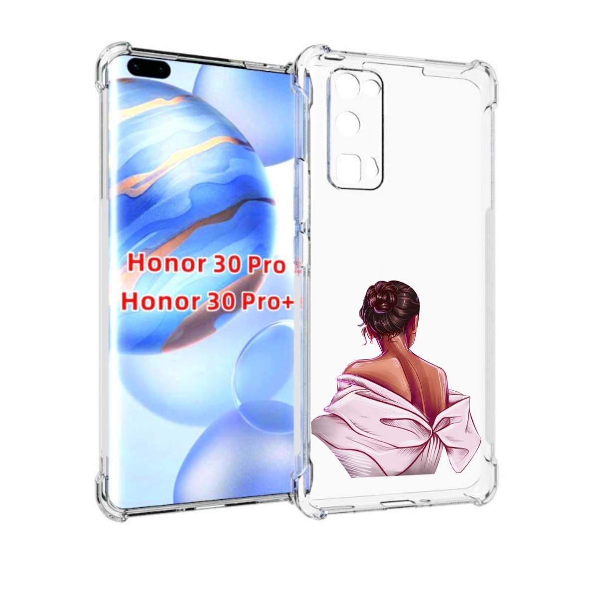 

Чехол бампер MyPads девушка-со-спины женский для Honor 30, Прозрачный, Tocco