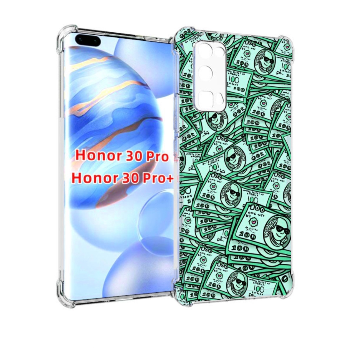 

Чехол бампер MyPads доллары картинка для Honor 30 Pro Honor, Прозрачный, Tocco