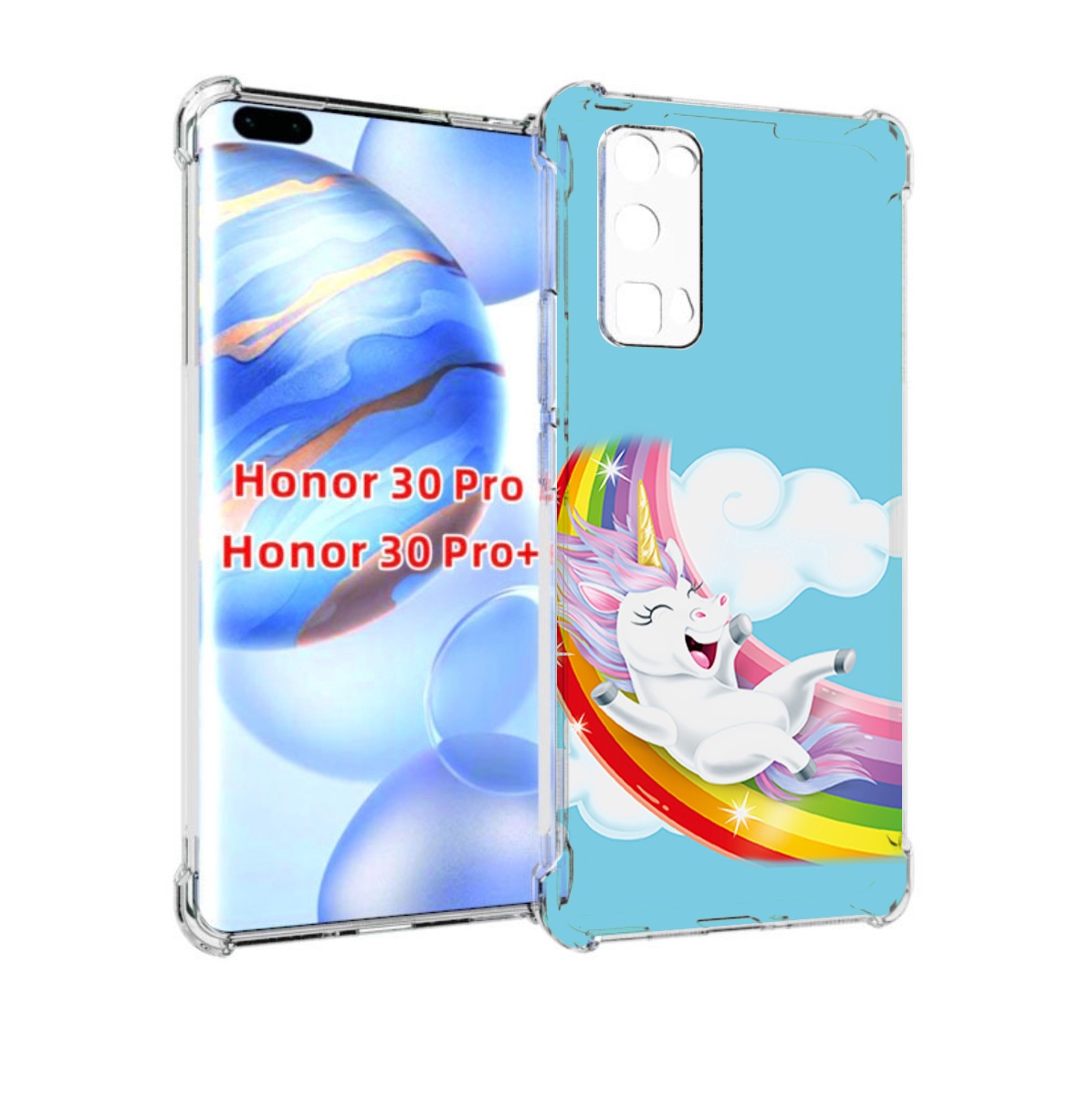 

Чехол бампер MyPads единорог-на-радуге для Honor 30 Pro, Прозрачный, Tocco