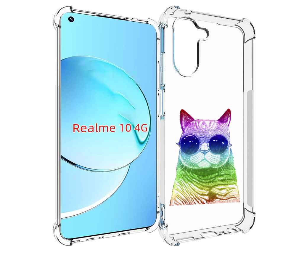 

Чехол MyPads Кот в очках для Realme 10, Прозрачный, Tocco