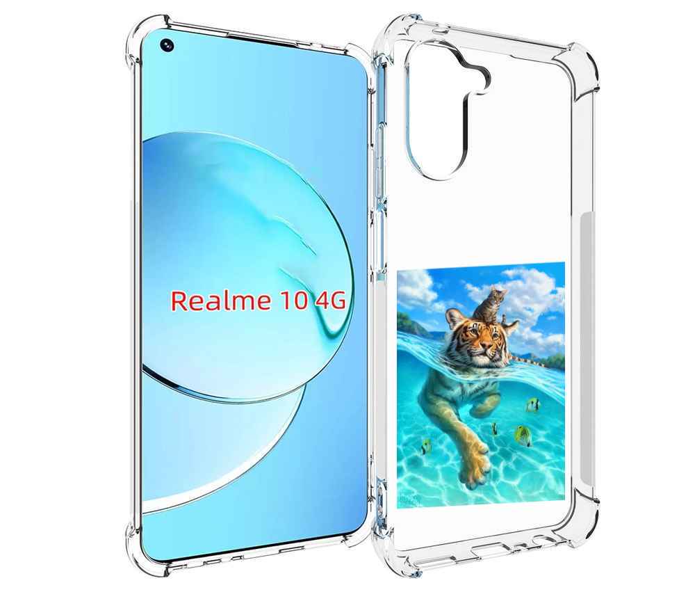 

Чехол MyPads Кот-на-тигре для Realme 10, Прозрачный, Tocco