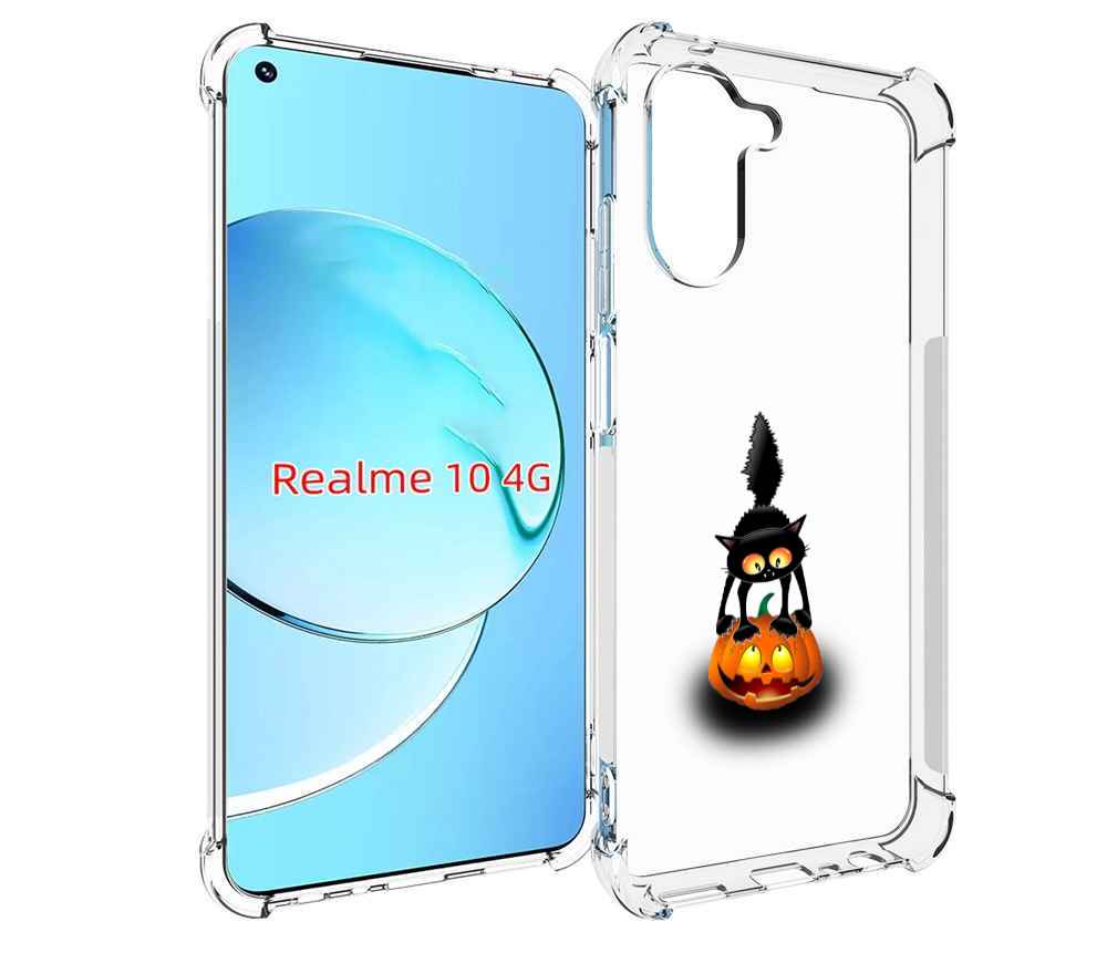 

Чехол MyPads Котик с тыквой для Realme 10, Прозрачный, Tocco