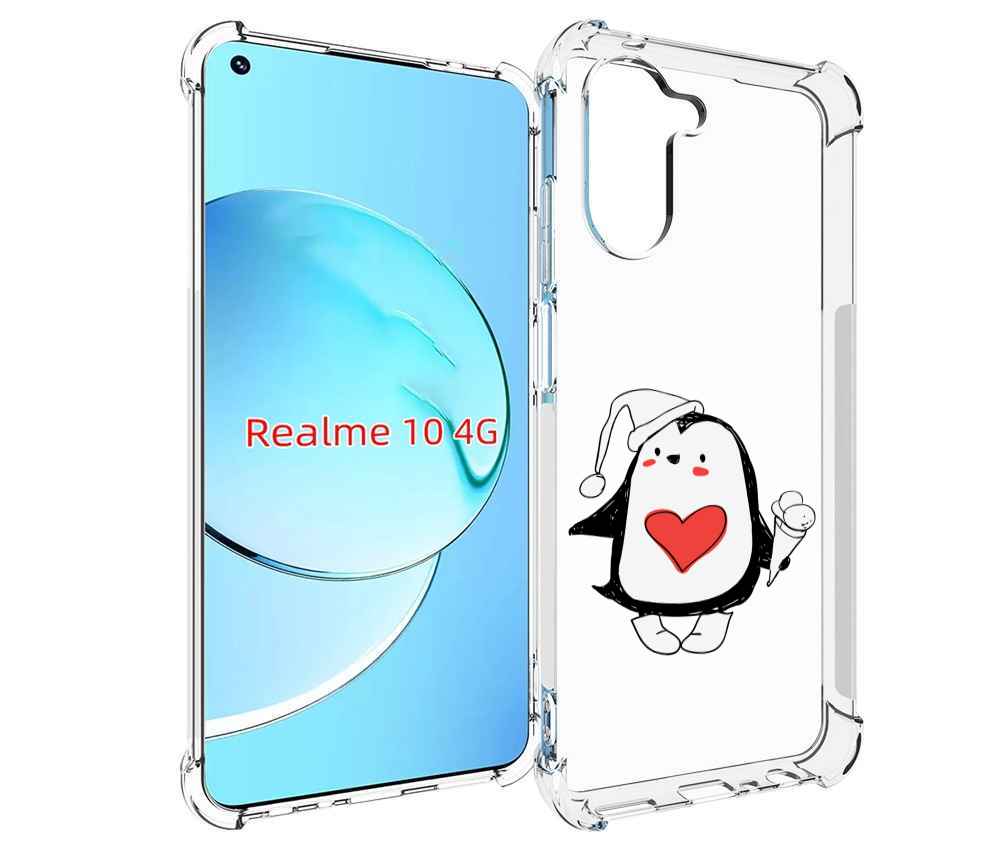 

Чехол MyPads Пингвин с мороженым для Realme 10, Прозрачный, Tocco