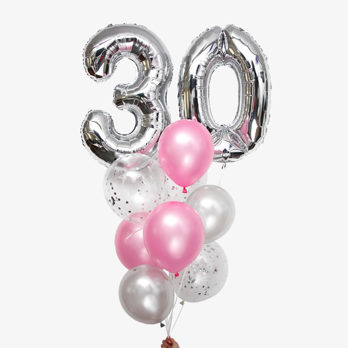 

Фонтан из шаров «30 лет», латекс, фольга, цвет серебро, 11 шт., Серебристый