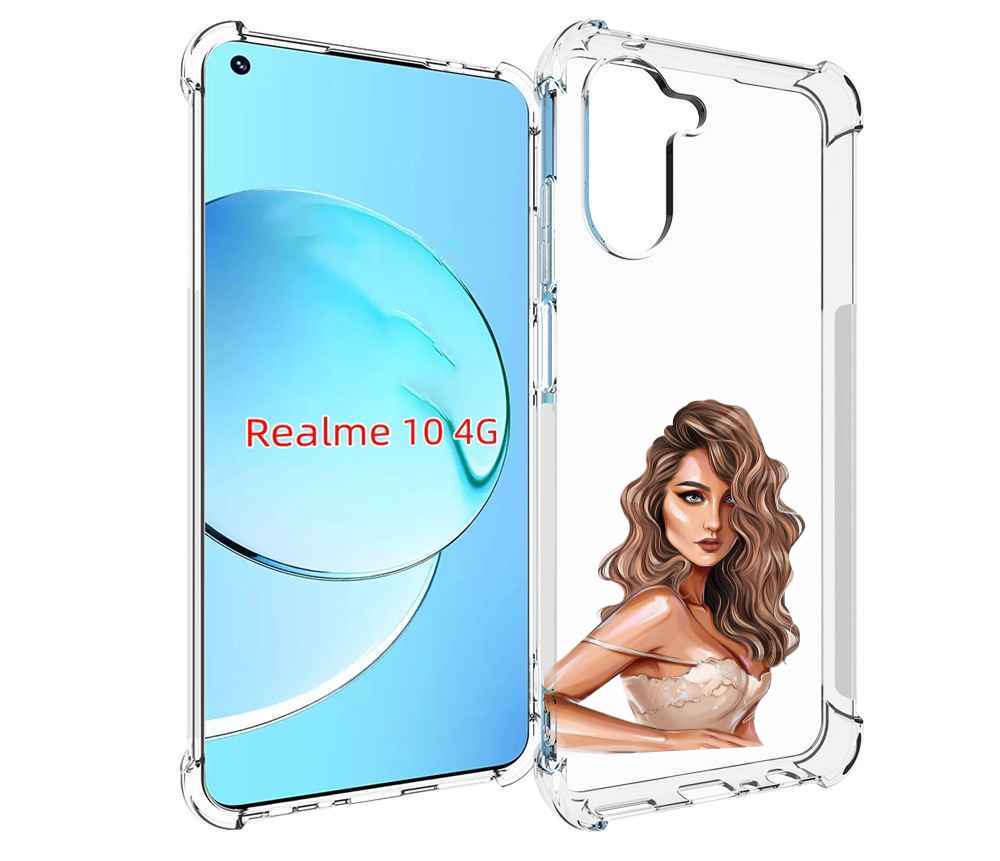 

Чехол MyPads Кудрявая-девушка женский для Realme 10, Прозрачный, Tocco