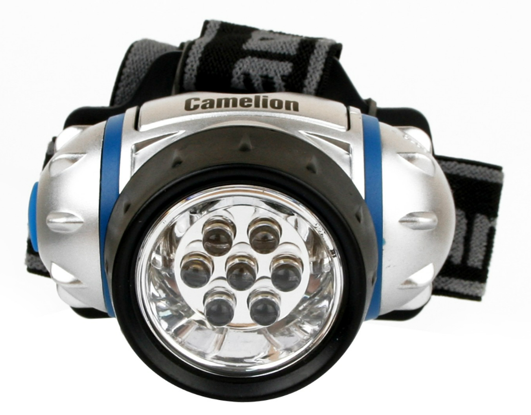 

Фонарь налобный, металлик, 7LED, 3 режима, 3XR03 в комплект, пластик, блистер Camelion LED