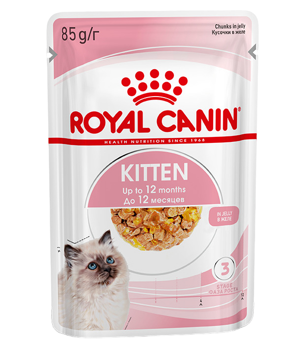 фото Влажный корм royal canin kitten для котят 4-12мес. кусочки в желе 85 г nobrand