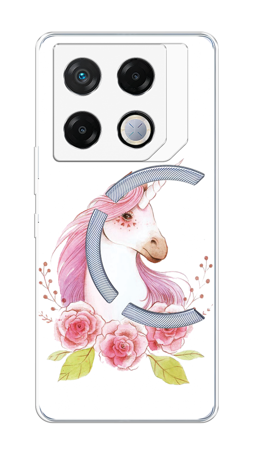 

Чехол на Infinix GT 20 Pro "Единорог цветы", Белый;розовый;серый, 3106250-1